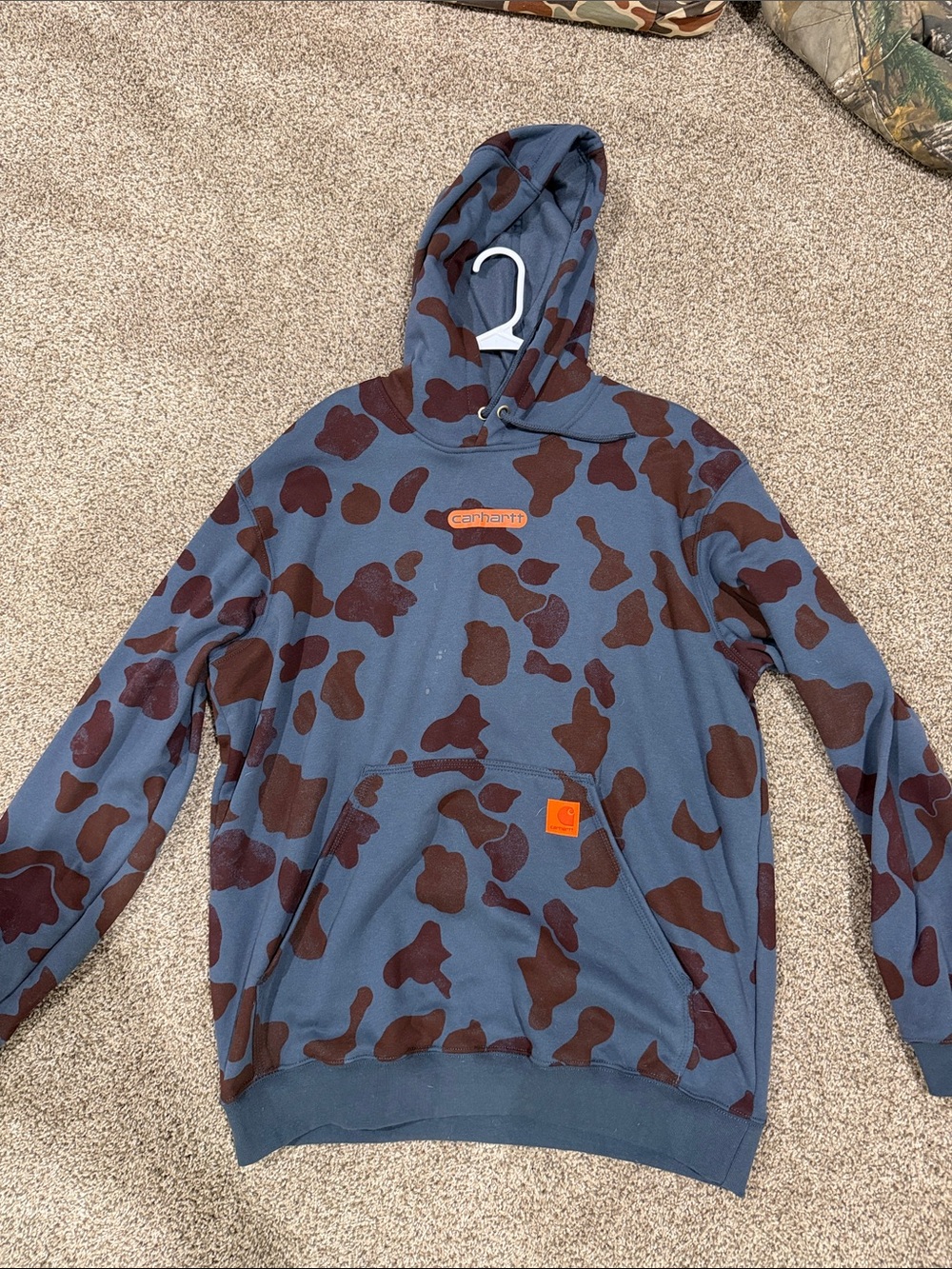 Carhartt Men’s Blue & Brown Camo Crewneck Hoodie